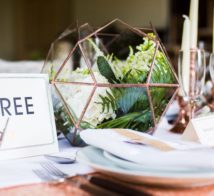 Wedding Table Scape with Copper Accents