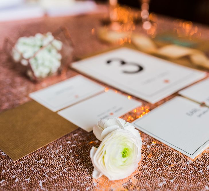 Wedding Table Scape with Copper Accents