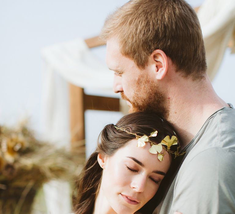 Gold Littlethings Headpiece | Bride in Alessia Baldi Gown | Cristina Firotto Event Design | Valentina Oprandi Photography