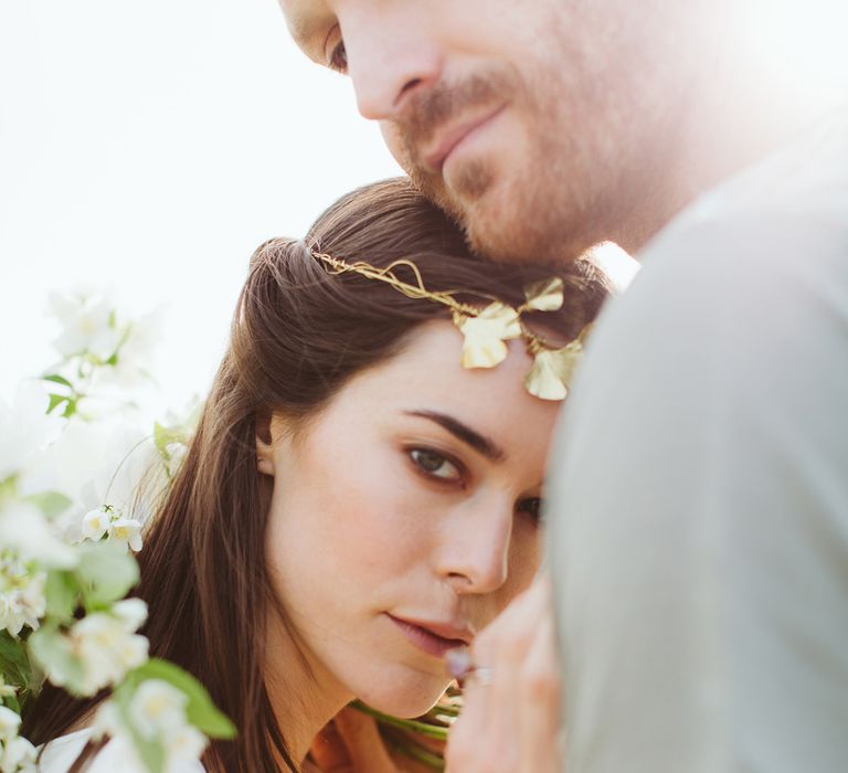 Gold Littlethings Headpiece | Bride in Alessia Baldi Gown | Cristina Firotto Event Design | Valentina Oprandi Photography