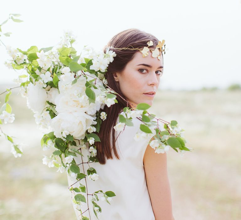 Gold Littlethings Headpiece | Bride in Alessia Baldi Gown | Cristina Firotto Event Design | Valentina Oprandi Photography