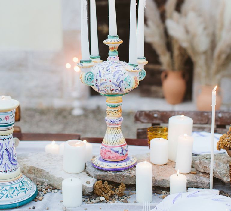 Table Decor | Hand Painted Cereamics | Natural Wedding Inspiration in the Apulian Karst Lands | Cristina Firotto Event Design | Valentina Oprandi Photography