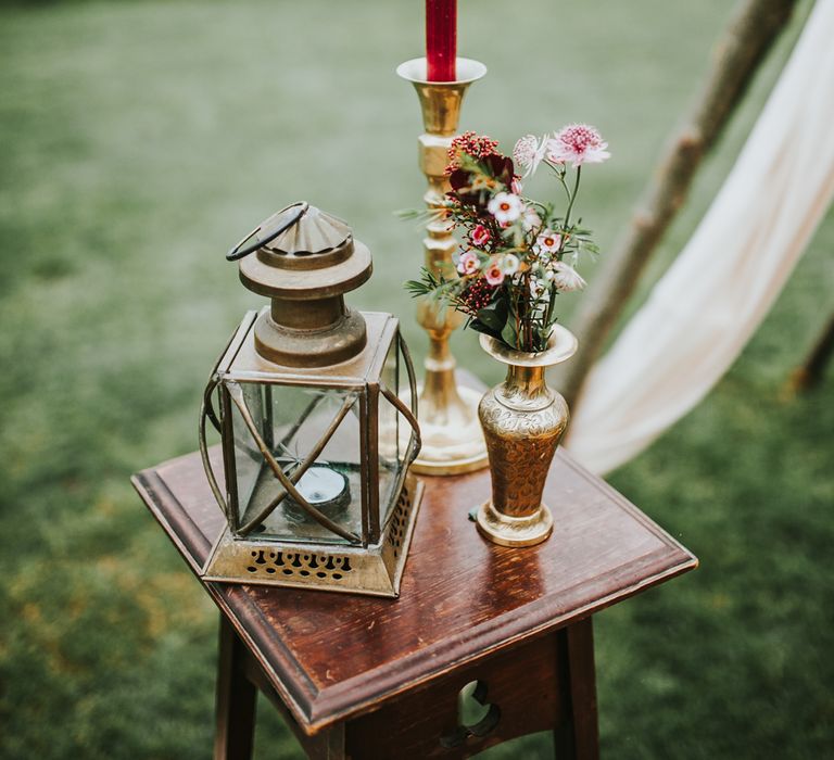 Naked Tipi Wedding Altar & Hay Bale Seating For Wedding Ceremony