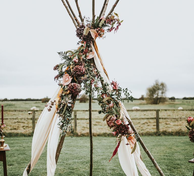 Naked Tipi Wedding Altar