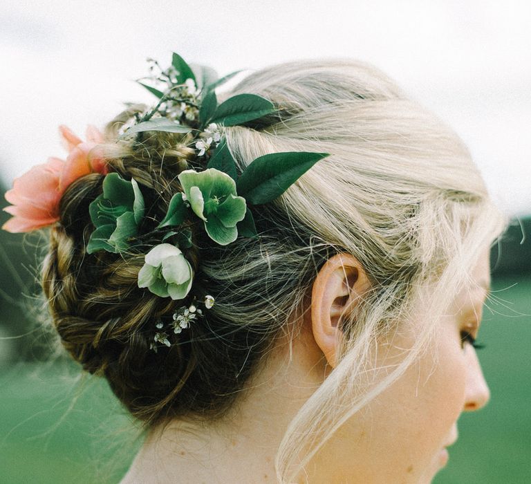 Floral Adorned Bridal Up Do by Hair by Emma C | Images by Olivia Bossert Photography |