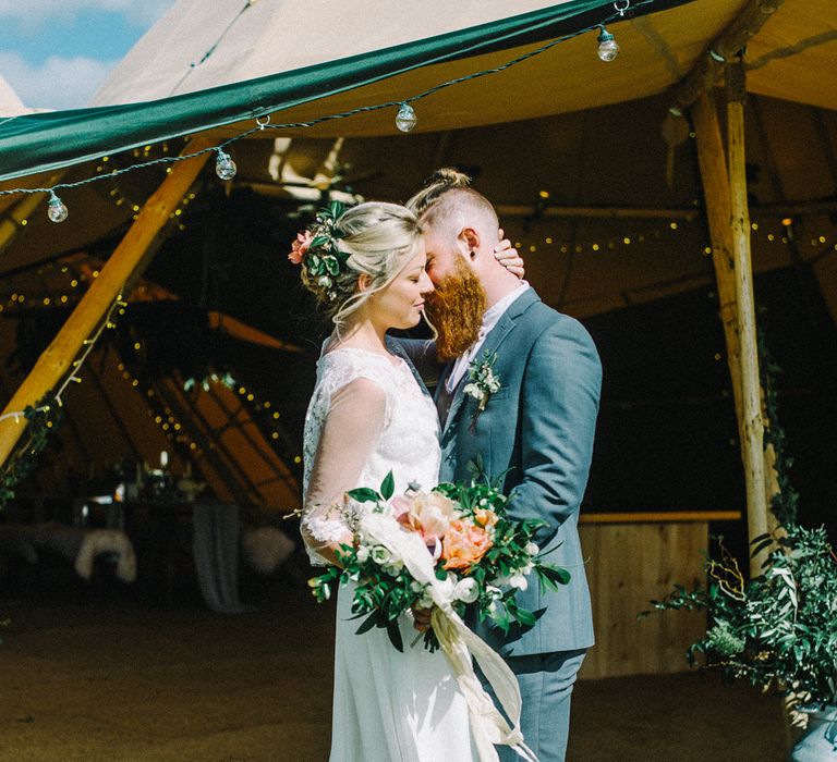 Wild Tipi Rustic Inspiration with Bride in Claire L Headdon Bridal Gown | Images by Olivia Bossert Photography |