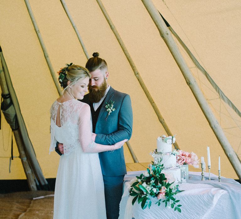 Wild Tipi Rustic Inspiration with Bride in Claire L Headdon Bridal Gown | Images by Olivia Bossert Photography |