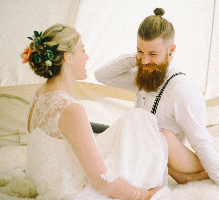 Wild Tipi Rustic Inspiration with Bride in Claire L Headdon Bridal Gown | Images by Olivia Bossert Photography |