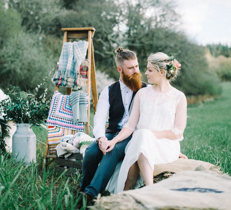 Wild Tipi Bell Tent with Bride in Claire L Headdon Bridal Gown | Images by Olivia Bossert Photography |