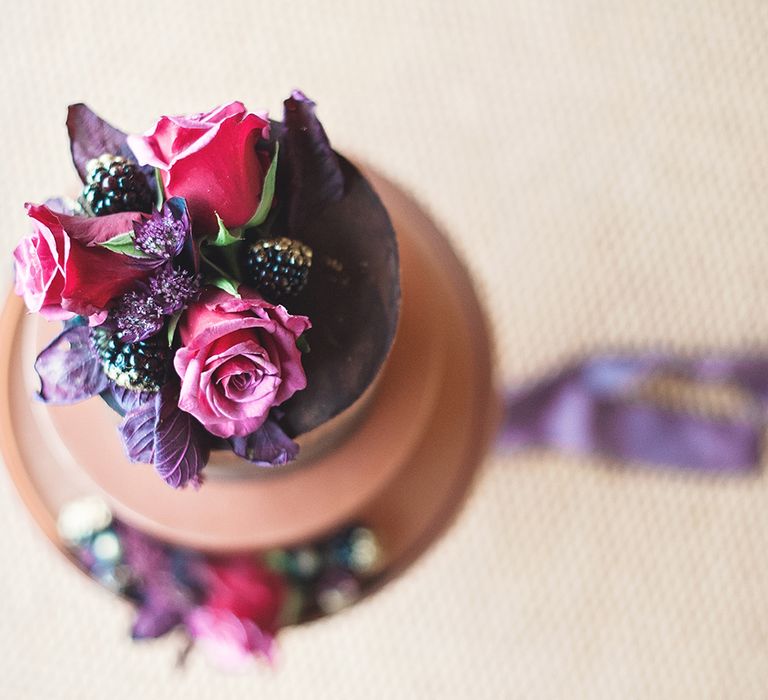 Chocolate Wedding Cake With Fresh Flowers