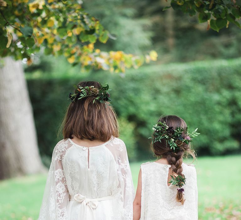 Flower Girls In White Lace Dresses By Minna