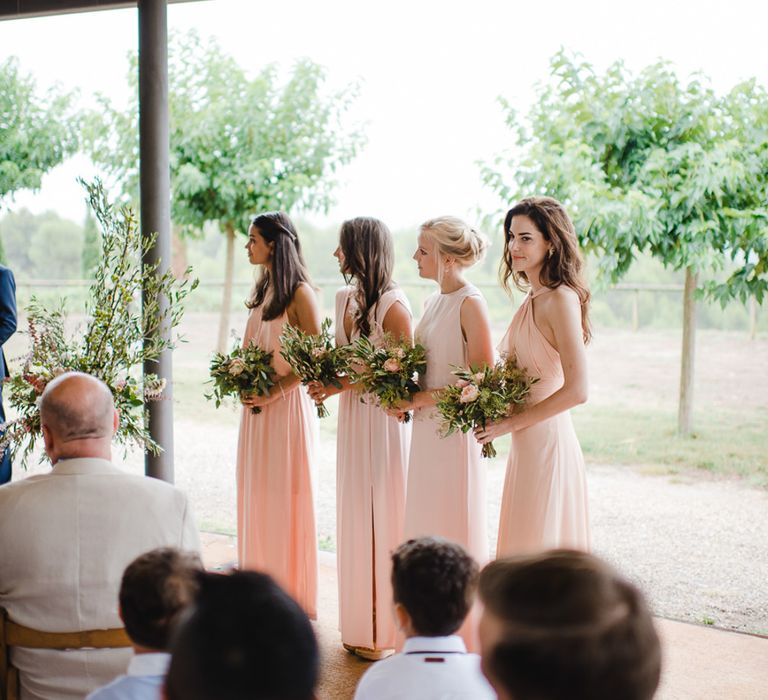 Wedding Ceremony | Pink Bridesmaids Dresses