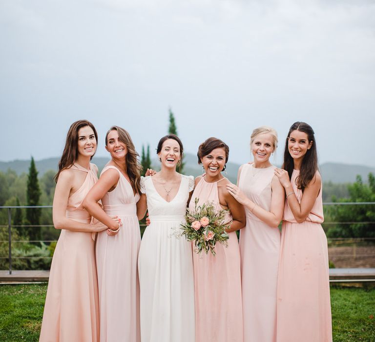 Bride & Bridesmaids in Pink Dresses