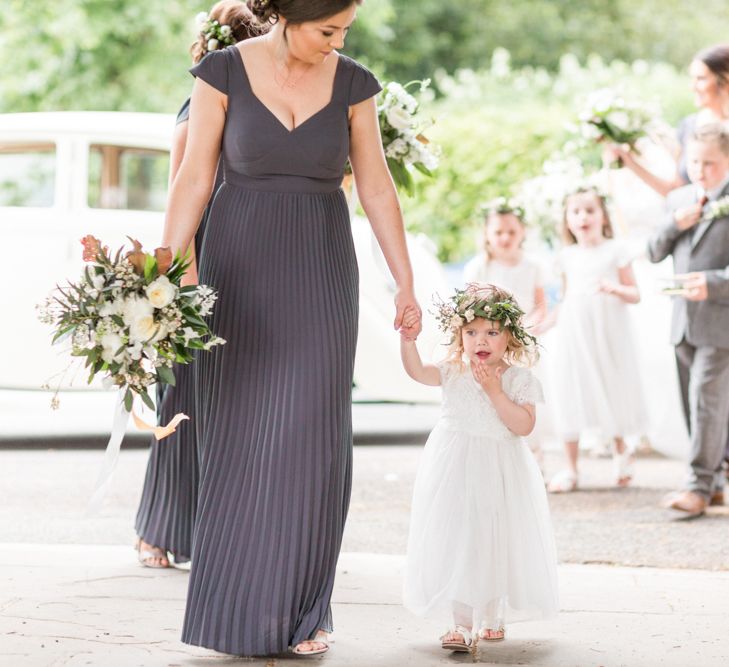 Bridesmaid & Flower Girl | Church Entrance | Bowtie and Belle Photography