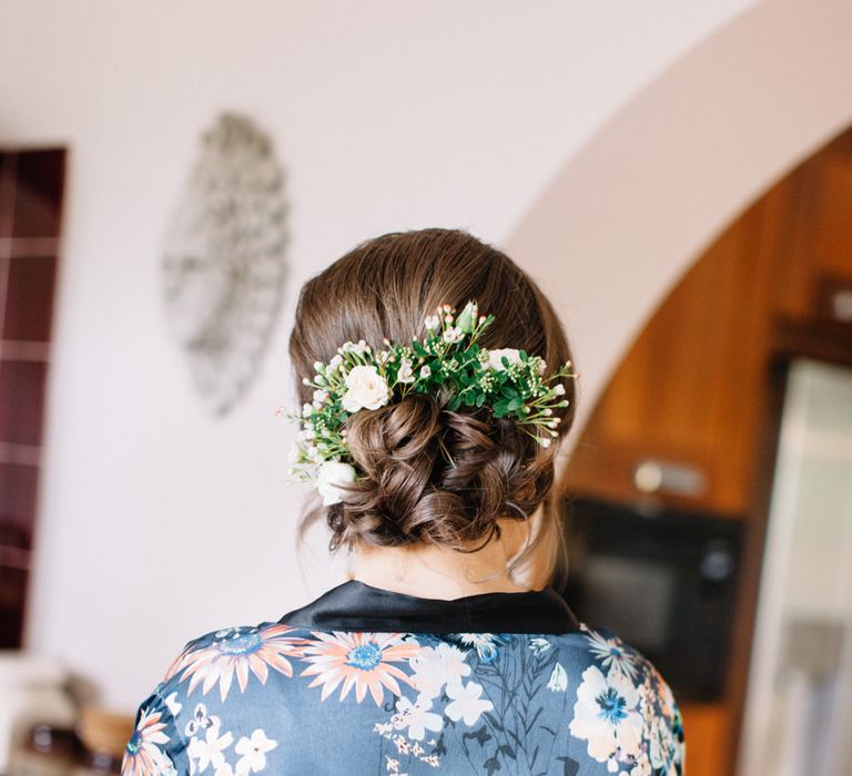 Bridal Up Do with Fresh Flowers | Bowtie and Belle Photography