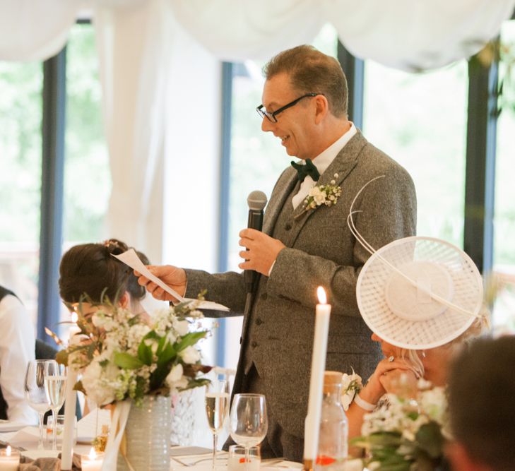 Speeches | Greenery & White Marquee Wedding at The Villa, Levens with Copper Details | Bowtie and Belle Photography