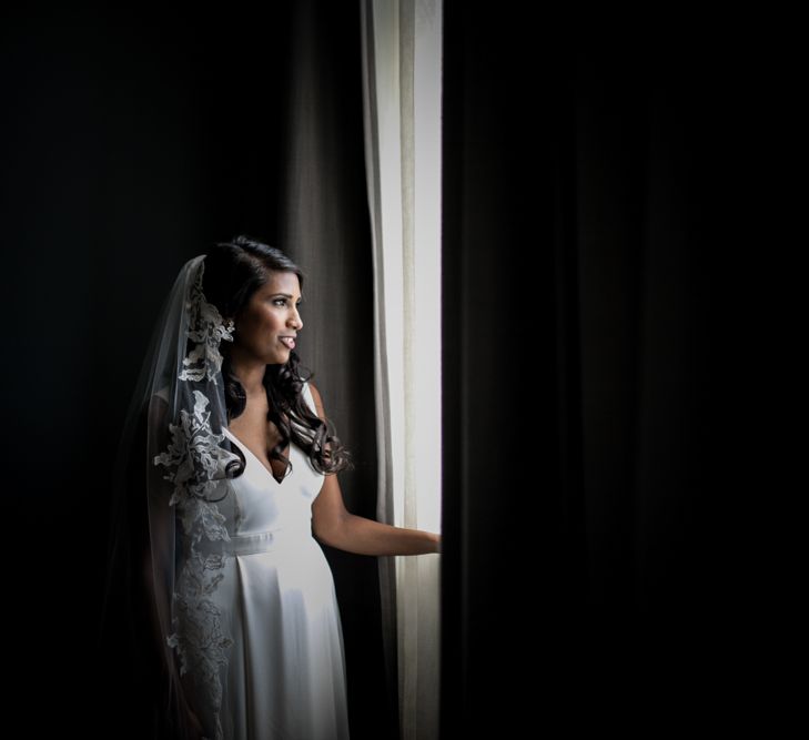 David's Bridal Lace Edge Veil | Andrew Brannan Photography