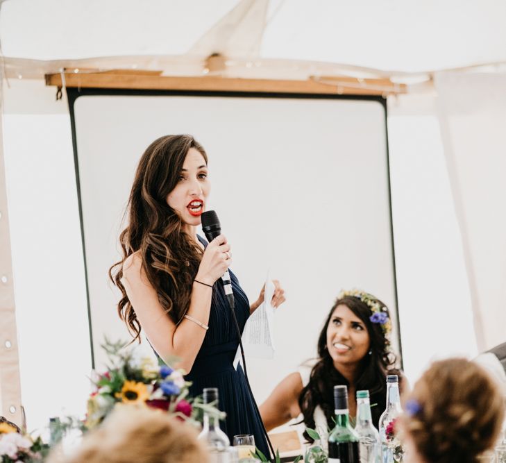 Marquee Wedding | Trestle Tables | Wild Flowers in Jars | Balloons | Hanging Greenery Installations | Andrew Brannan Photography