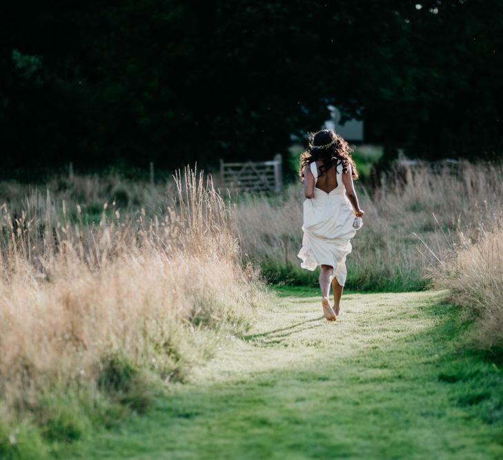 Bride in Charlie Brear & Flower Crown | Andrew Brannan Photography