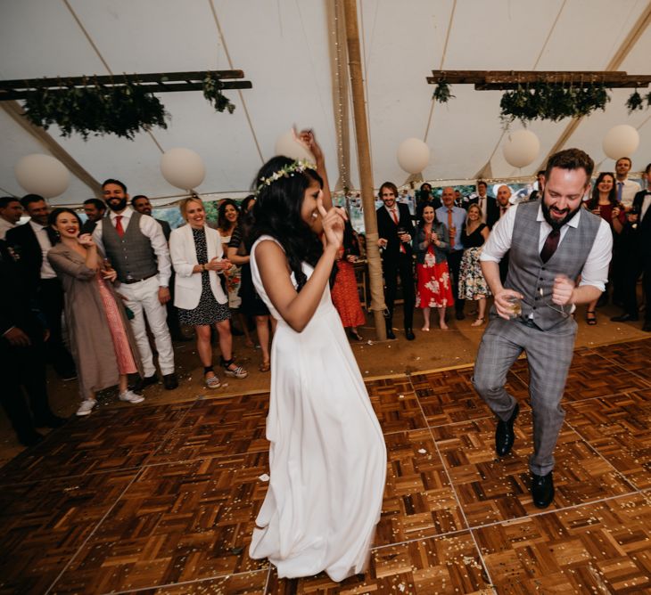 First Dance | Bride in Charlie Brear & Flower Crown | Groom in Reiss Suit | Andrew Brannan Photography