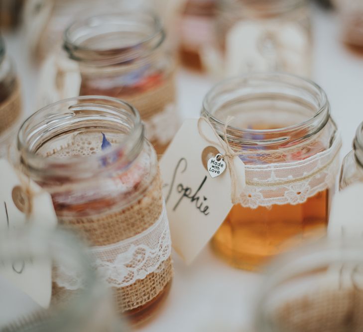 Pimms in Jam Jars with Edible Flowers