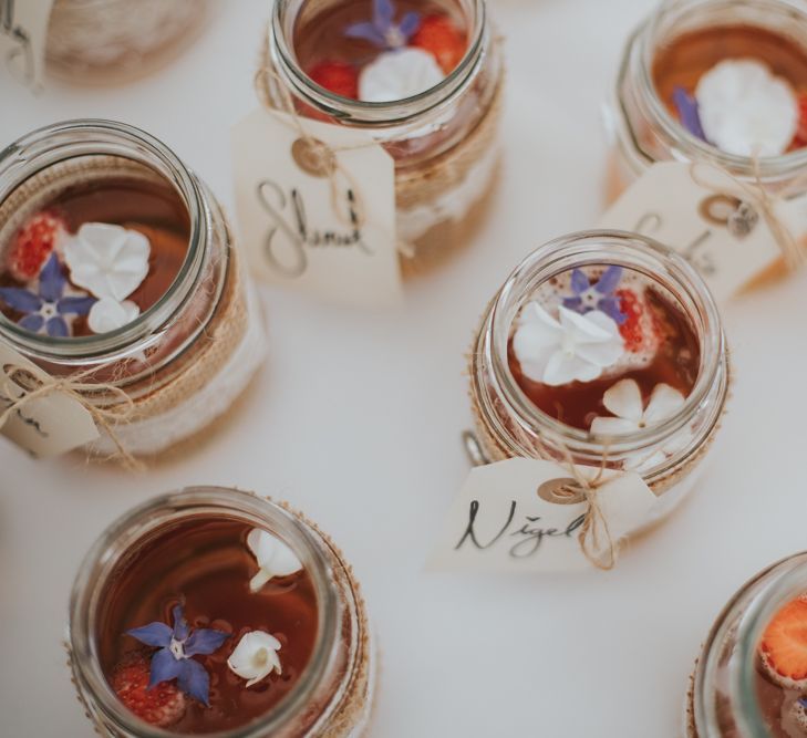 Pimms in Jam Jars with Edible Flowers