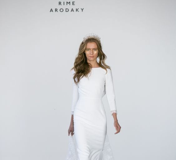 Slim Fitting, Minimalist Wedding Dress with Long Sleeves