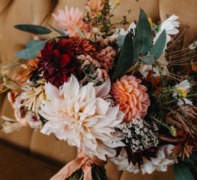 wedding bouquet with dahlias