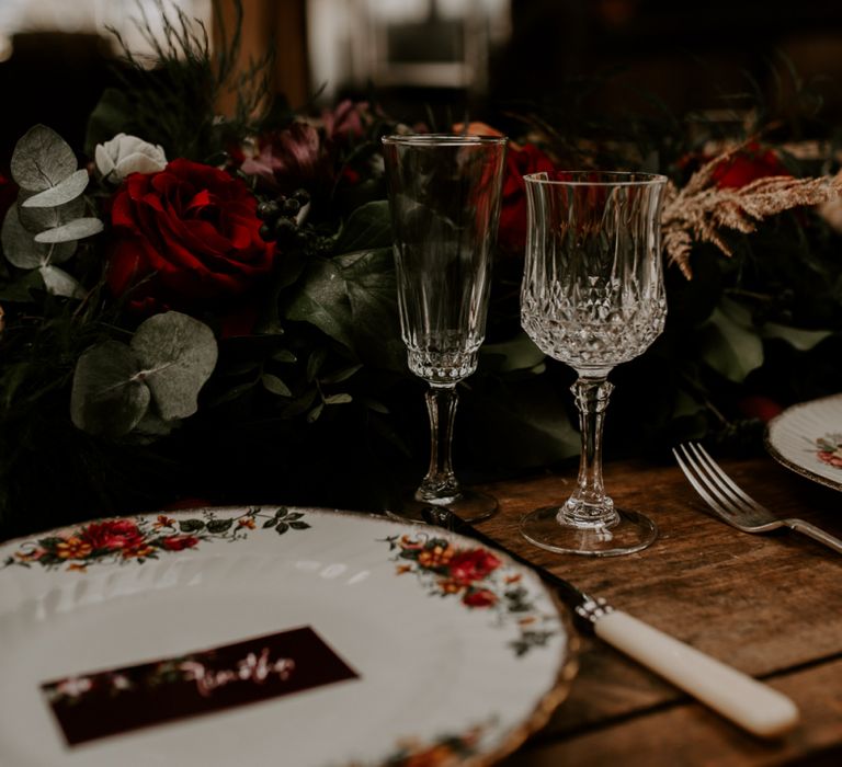 Cut Glass and Vintage China for Elegant Place Setting