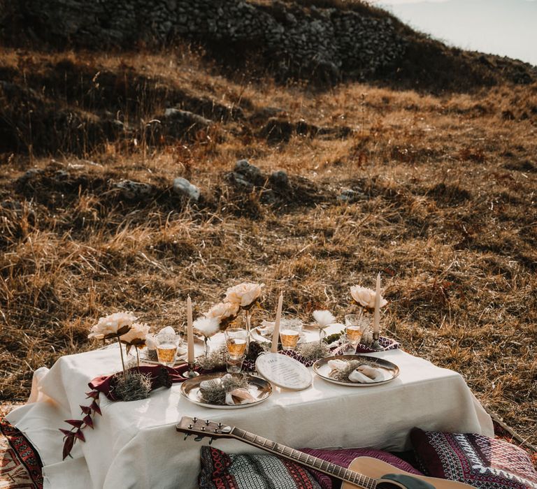 Intimate Rustic Tablescape | A Wild Bohemian Bride in the Majella National Park, Abruzzo, Italy | Planned &amp; Styled by Antonia Luzi | Federico Lanuto Photography