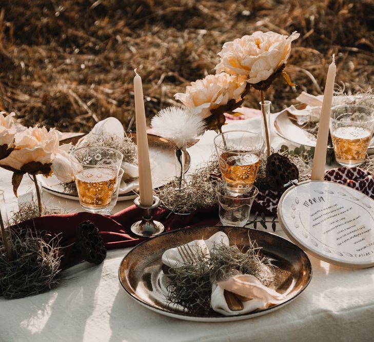 Intimate Rustic Tablescape | A Wild Bohemian Bride in the Majella National Park, Abruzzo, Italy | Planned &amp; Styled by Antonia Luzi | Federico Lanuto Photography