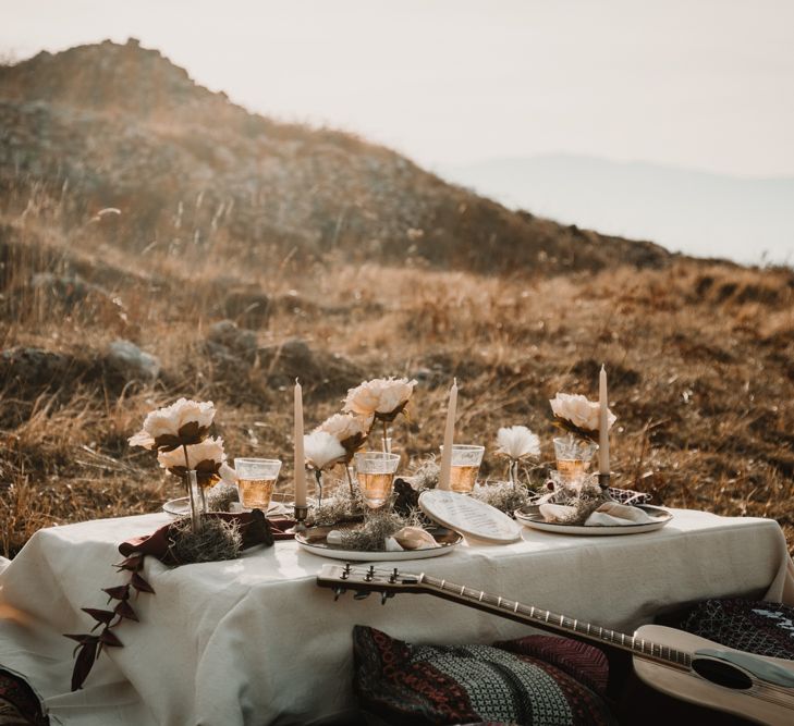 Intimate Rustic Tablescape | A Wild Bohemian Bride in the Majella National Park, Abruzzo, Italy | Planned &amp; Styled by Antonia Luzi | Federico Lanuto Photography