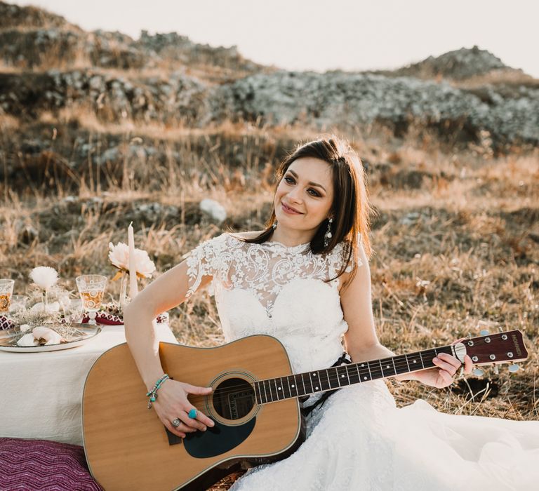 Boho Bride in Napolitano Trotta Maison Embellished Wedding Dress &amp; Boots | A Wild Bohemian Bride in the Majella National Park, Abruzzo, Italy | Planned &amp; Styled by Antonia Luzi | Federico Lanuto Photography