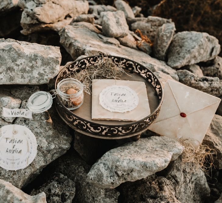 Natural Linen Wedding Stationery |  A Wild Bohemian Bride in the Majella National Park, Abruzzo, Italy | Planned &amp; Styled by Antonia Luzi | Federico Lanuto Photography