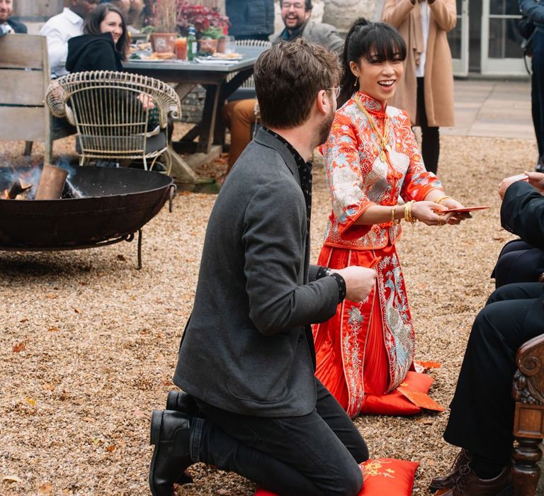 Outdoor Chinese tea ceremony at Aynhoe Park