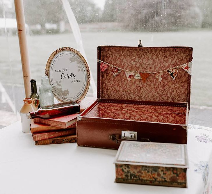 Vintage suitcase wedding card box