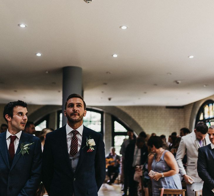 Wedding Ceremony | Groom in Navy Suit from Coneys of Lincoln | Nottinghamshire Wedding with Spanish Vibes and Rewritten Bridesmaids Dresses | Kev Elkins Photography