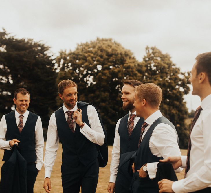 Groom and groomsmen before church ceremony