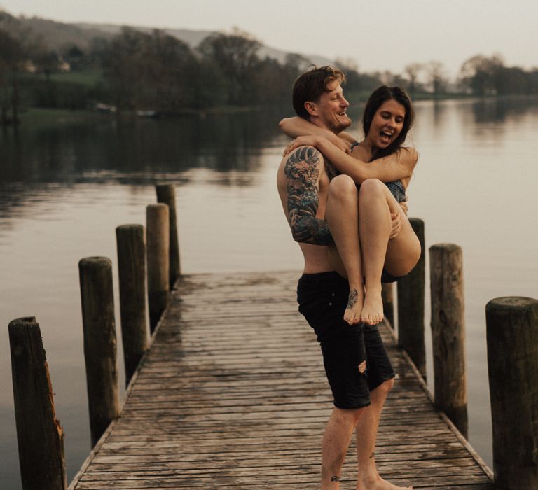 Dirty Dancing Lake Lift Engagement Shoot at Lake Coniston in the Lake District by ALifeLessOrdinary Photography