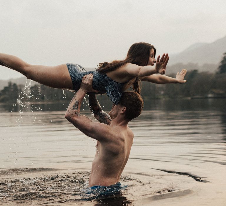 Dirty Dancing Lake Lift Engagement Shoot at Lake Coniston in the Lake District by ALifeLessOrdinary Photography