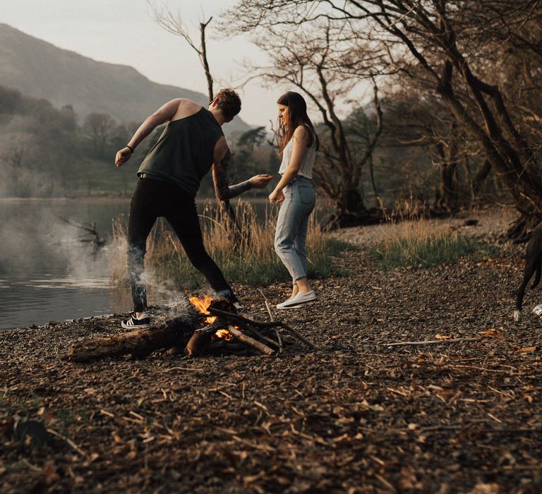 Dirty Dancing Lake Lift Engagement Shoot at Lake Coniston in the Lake District by ALifeLessOrdinary Photography