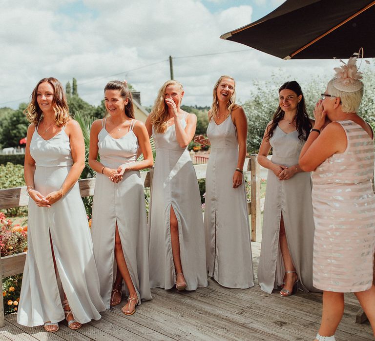 Bridesmaids in Grey Silk Fred Dresses | Mother of the Bride in Blush Pink | Rustic French Destination Wedding with Homegrown Flowers  | Emily &amp; Steve Photography