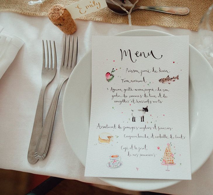 Wedding Breakfast Menu | Wedding Reception Decor | Rustic French Destination Wedding with Homegrown Flowers  | Emily &amp; Steve Photography