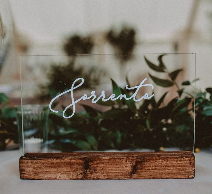 Acrylic Table Decor Wedding Sign | Elegant Black Tie Wedding At Dorfold Hall | Carla Blain Photography