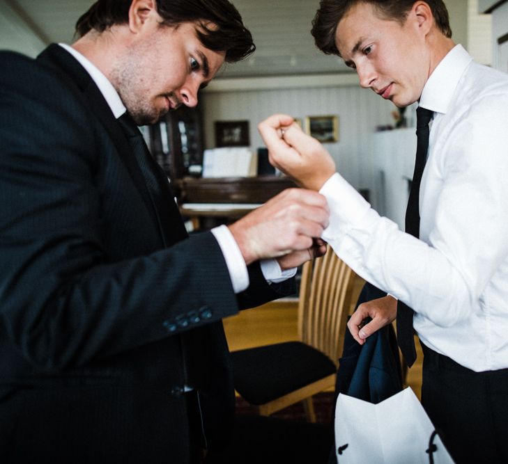 Wedding Morning | Groom in Black Tie | Woodland Wedding in Oslo, Norway | Through The Woods We Ran