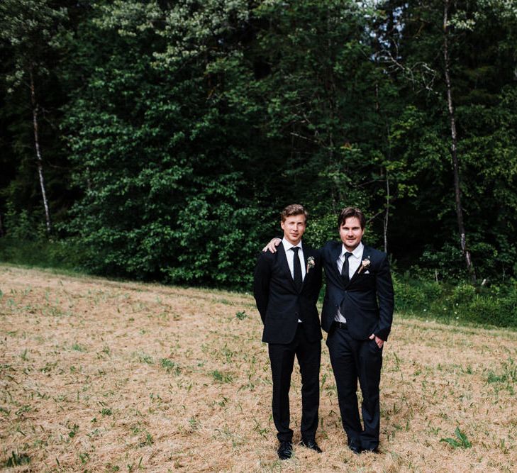 Groomsmen in Black Tie | Woodland Wedding in Oslo, Norway | Through The Woods We Ran