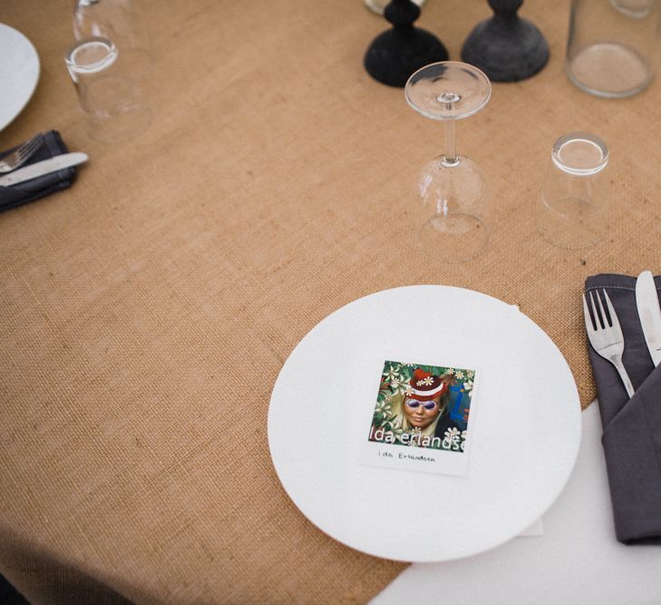 Polaroid Picture Place Setting | Woodland Wedding in Oslo, Norway | Through The Woods We Ran