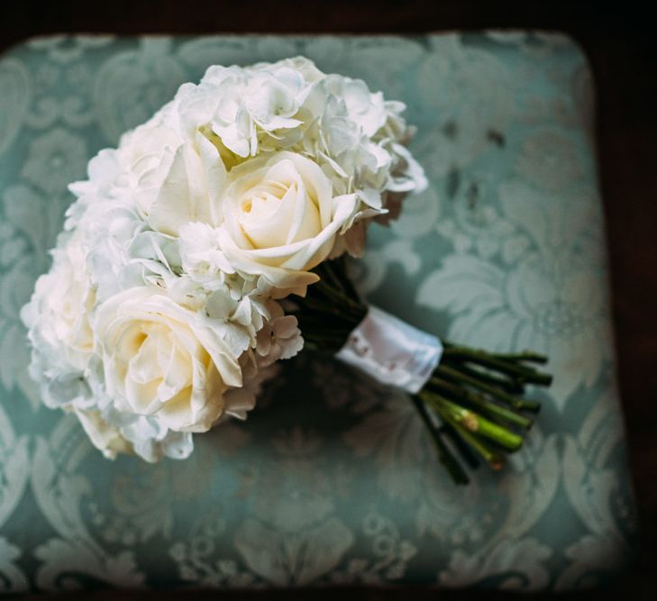 White Rose and Hydrangea Wedding Bouquet