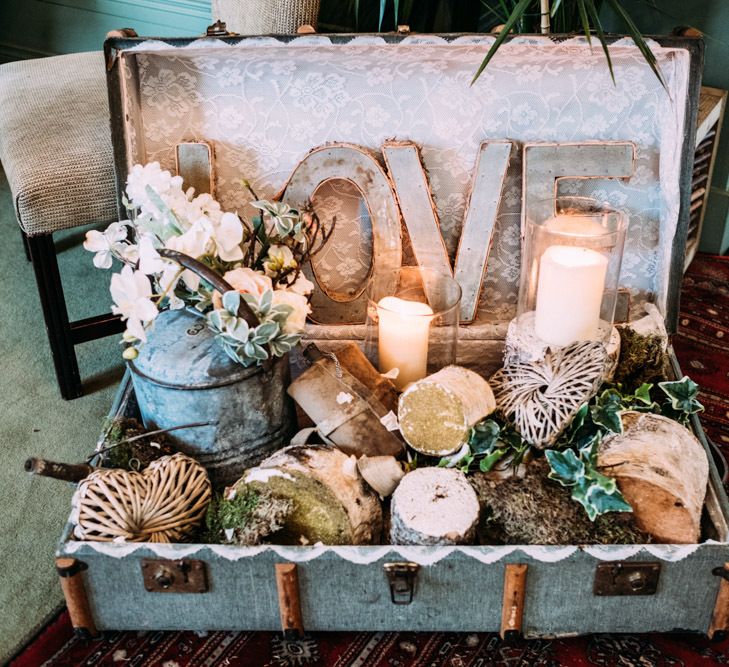 Vintage Suitcase Filled with Trinkets