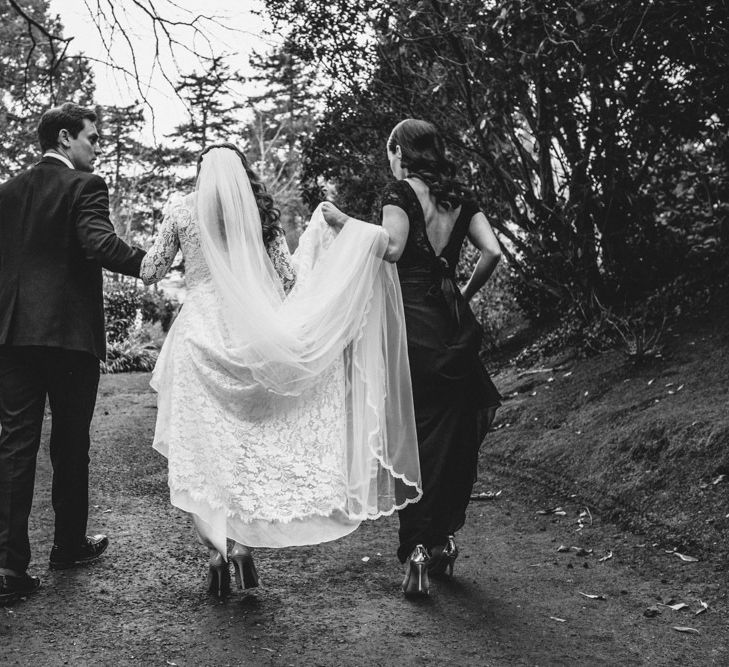 Bride in Lace Wedding Dress